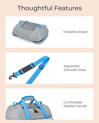 Expandable Cat Dog Carrier: NOBLE DUCK Soft-Sided Pet Carrier Airline Approved for Large Small Cats Dogs Collapsible Portable Travel Up to 25 Lbs Black