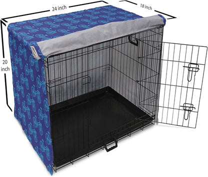 Lunarable Contemporary Blue Dog Crate Cover, Repetitive Pattern with Silhouette Style Bicycles, Easy to Use Pet Kennel Cover for Cats & Medium Dogs, 24 Inch, Dark Violet Sky Blue