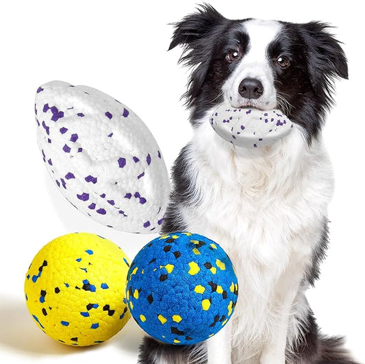 Dog Balls Upgraded Durable Tennis Ball, 5.3''Dog Toys Tennis Balls for Aggressive Chewers, More Biting-Proof Atom Teething Balls Dog Chew Toys for Large Medium Small Dog and Puppies, 3 Pack