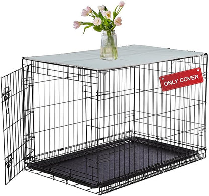 Pethiy Dog Crate Topper Oxford Cloth for 36 Inch Cages Collapsible Pet Crate Table Topper with 6 Magic Tape Fixed,Fits Most 24-48 inch Dog Crates (Dog Crate Not Include)