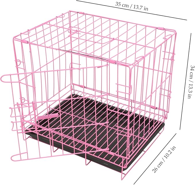 Large Dog Crate Pet Folding Cage Collapsible Dog Cage Dog Crate Small Metal Wire Dog Crate with Leak- Pan Portable Pet Cage for Puppy Small Cat Rabbit 13.78 x 10.24 x 13.39 in