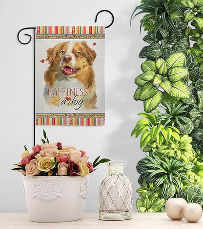 Breeze Decor Yellow Australian Shepherd Happiness Garden House Flag-Kit Dog Puppy Spoiled Paw Canine Fur Pet Nature Farm Animal Creature Banner Small Yard Gift Double-Sided, Made in USA