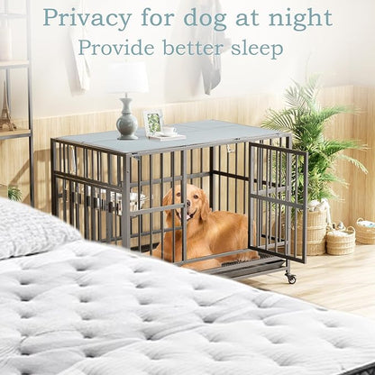 Pethiy Dog Crate Topper Oxford Cloth for 30 Inch Cages Collapsible Pet Crate Table Topper with 6 Magic Tape Fixed,Fits Most 24-48 inch Dog Crates (Dog Crate Not Include)