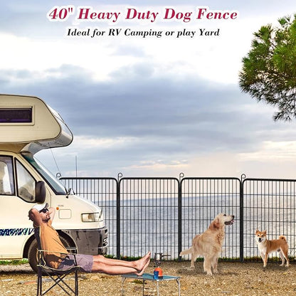 Dog Playpen, 40 inch Height 14 Panels Heavy Duty Dog Fence Pet Playpen with Door, Anti-Rust Dog Exercise Pen with Lock, Portable Pet Fence Outdoor for Yard RV Camping