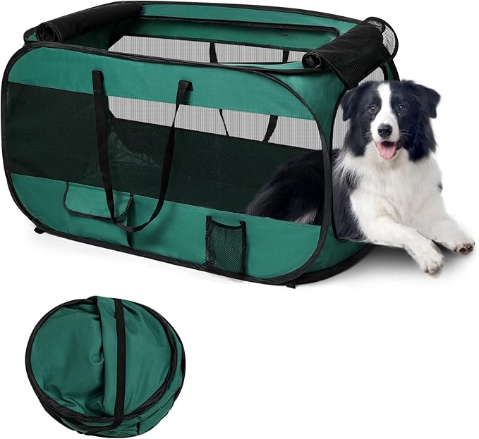 Realife Dog Enclosures Home Outdoor Fashions Portable/Collapsible/fixable, Pop Up Travel Pet Tent, 38" L x 22.5" W x 5.5" H，Green