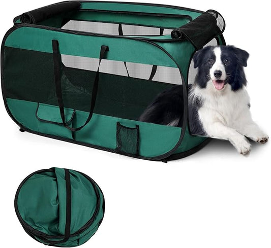 Realife Dog Enclosures Home Outdoor Fashions Portable/Collapsible/fixable, Pop Up Travel Pet Tent, 38" L x 22.5" W x 5.5" H，Green