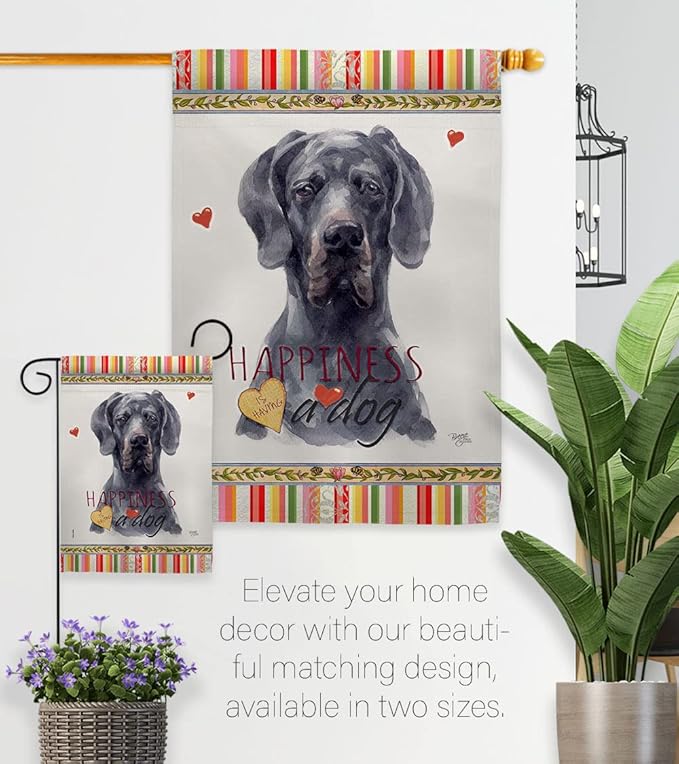 Breeze Decor Black Dane Happiness House Flag Eagle Set Dog Puppy Spoiled Paw Canine Fur Pet Nature Farm Animal Creature Banner Small Garden Yard Gift Double-Sided, Made in USA