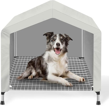 Elevated Dog House for Outdoor or Indoor - Waterproof Dog Tent Cat House, Dog Sunshade Tent, Pet House with Removable Cover, Suitable for Medium Cats Dogs