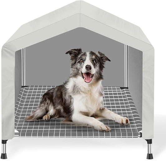 Elevated Dog House for Outdoor or Indoor - Waterproof Dog Tent Cat House, Dog Sunshade Tent, Pet House with Removable Cover, Suitable for Medium Cats Dogs