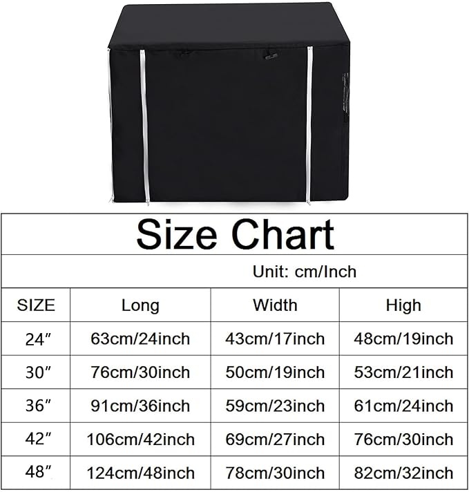 Geyecete Dog Crate Cover - Dog cage Covers Universal Fit for 24-48Inch Wire Dog cage, Lightweight Polyester Fabric, Breathable Double Door Dog Cage Cover-Black-30 Inch