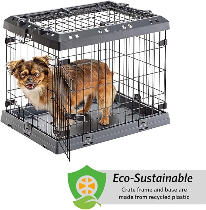 Ferplast Superior Hybrid ECO Dog Crate and Playpen, Environmentally Friendly Dog Crate Made with Recycled Plastic, 24-Inch, Gray
