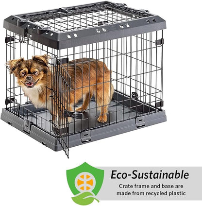 Ferplast Superior Hybrid ECO Dog Crate and Playpen, Environmentally Friendly Dog Crate Made with Recycled Plastic, 24-Inch, Gray