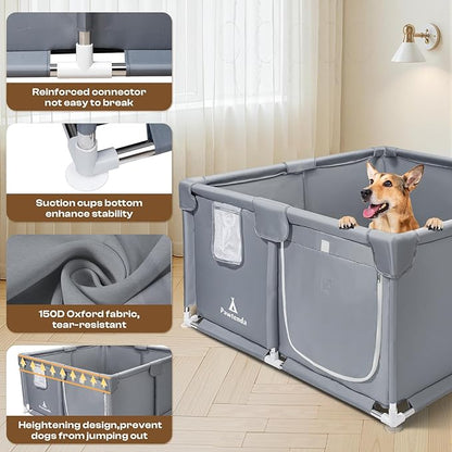 Whelping Box for Dogs and Puppies 47"x47"x24" - Tear-Resistant Oxford Fabric Dog Playpen with Suction Cups & 5-Piece Puppy Care Kit for Medium/Large Breed Dogs