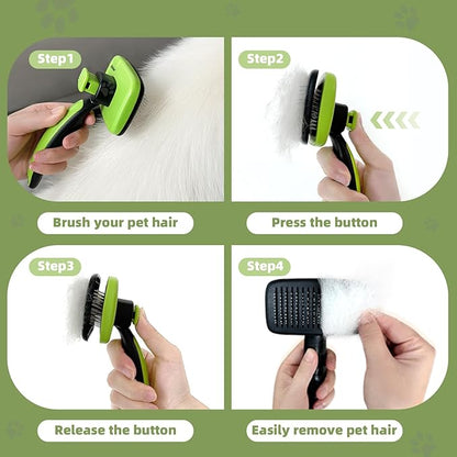 Self Cleaning Brush for Dog: Cat Slicker Brush with Release Button - Pet Shedding Brushes for Long and Short Hair - Remove Loose Undercoat