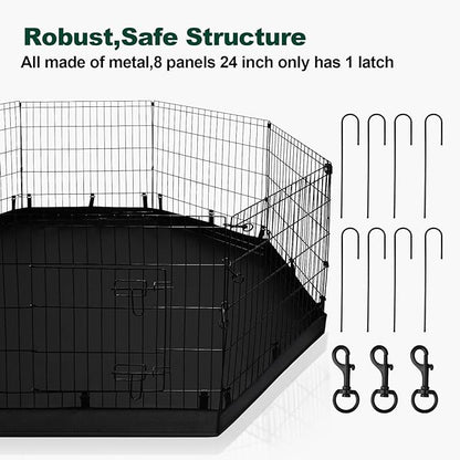 PJYuCien Puppy Playpen Indoor - 8 Panels 24”H Dog Playpen with Storage Bag, Bottom and Top, Better for Small Pets