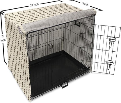 Lunarable Contemporary Brown Dog Crate Cover, Pattern of Repeating Triangular Simple Modern Concept, Easy to Use Pet Kennel Cover for Cats & Medium Dogs, 24 Inch, Eggshell and Seal Brown