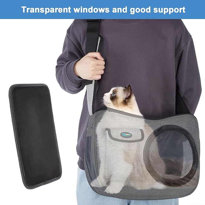 OWNPETS Pet Sling Carrier, Pet Airline Carrier Travel Bag, Fit 10~15lb Small Dogs, Comfortable, Adjustable, Perfect for Airline, Travelling, Daily Walk, Outdoor Activity and Weekend Adventure