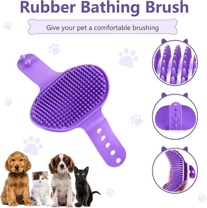 Dog Brush Kit – 3-in-1 Grooming Set with Self-Cleaning Slicker Brush for Small, Medium & Large Dogs & Cats, Suitable for Short & Long Haired Pets, Reduces Shedding, Tangles, Mats & Knots