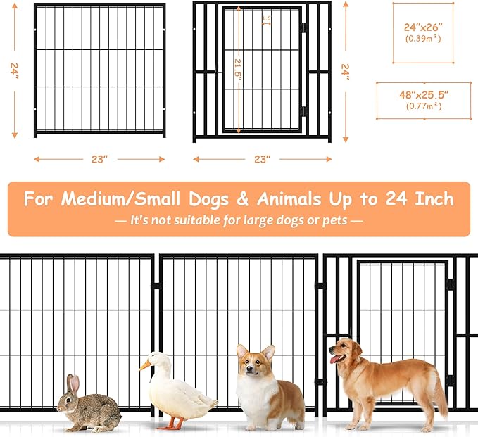 Mr IRONSTONE Dog Crate Small Dog Kennel Dog House Indoor Dog Cage for Small Medium Large Dogs, Puppy Dog Playpen, Pet Cage, 24" H x 48" L
