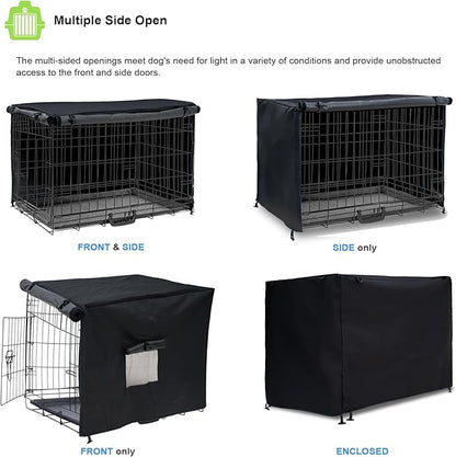 Dog Crate Cover 24in Waterproof Pet Kennel Cover for Outdoor/Indoor Protection, Durable Windproof Crate Cover Universal Fit for Wire Dog Crate (24''L*18''W*19''H-Black)