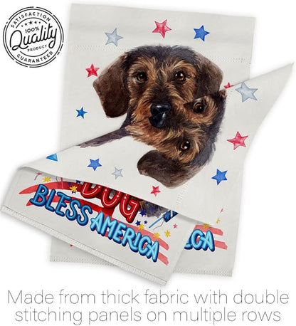 Breeze Decor Patriotic Miniature Dachshund Garden House Flag-Kit Dog Puppy Spoiled Paw Canine Fur Pet Nature Farm Animal Creature Decoration Banner Small Yard Gift Double-Sided, Made in USA