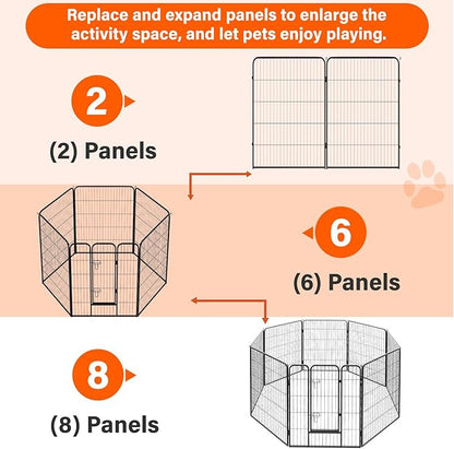 FDW Dog Playpen Dog Pen Dog Kennel 2 Panels 40 Inch Height Indoor Outdoor Folding Metal Portable Puppy Exercise Pen Heavy Duty Dog Fence for Yard Camping,Black