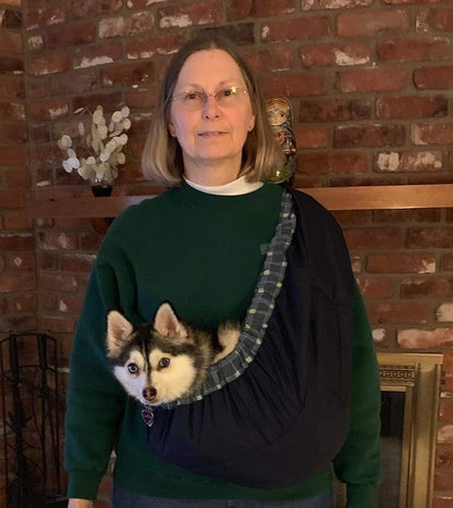 Pet Sling Carrier, OrgMemory Adjustable Bag, Small Dog Cat Outdoor Shoulder Carrier Most Suitable: 3-8 lbs (Blue Plaid)