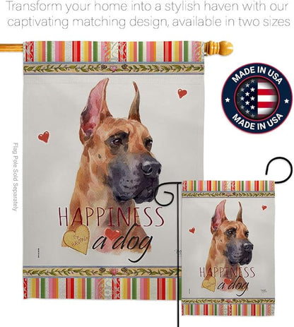 Breeze Decor Fawn Dane Happiness House Flag Set Dog Puppy Spoiled Paw Canine Fur Pet Nature Farm Animal Creature Decoration Banner Small Garden Yard Gift Double-Sided, Made in USA