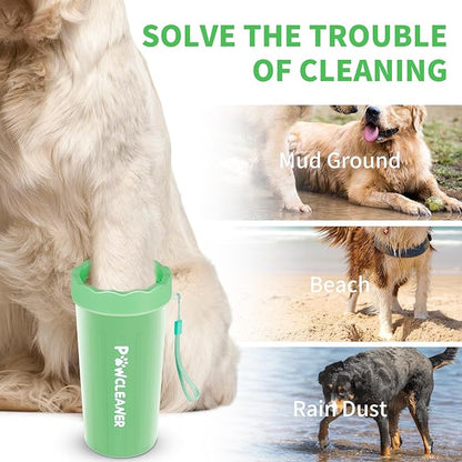 Dog Paw Cleaner for Dogs, (with 3Pcs Absorbent Towels & Adjustable Dog Bath Brush) Dog Paw Washer,Buddy Muddy Pet Foot Cleaner (Light Green, Large)