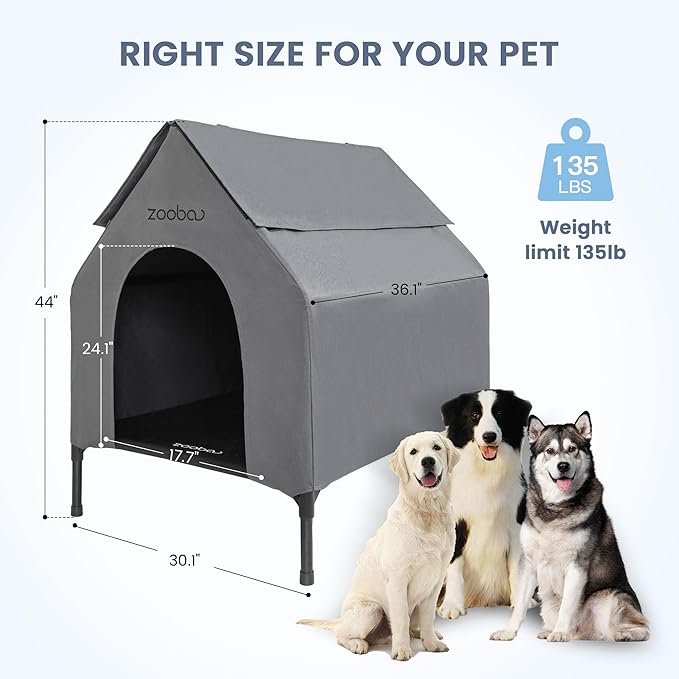 Large Dog House, Weatherproof PVC, Textilene Dog Bed, Easy Clean