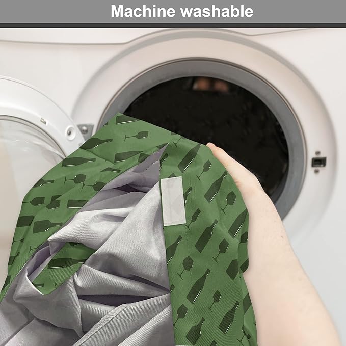 Lunarable Drinks Dog Crate Cover, Monotone Style Shapes of Wine Bottles and Glasses Diagonally Arranged, Easy to Use Pet Kennel Cover for Small Dogs Puppies Kittens, 22 Inch, Reseda Green Olive Green