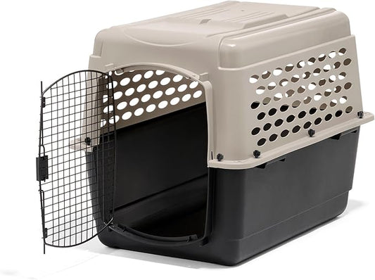 Petmate Vari Dog Kennel - Portable Crate for Pets 50-70 lbs - Airline-Friendly Pet Carrier - Durable Plastic Shell - For Home and Travel - Made in USA - 36 Inches - Taupe and Black