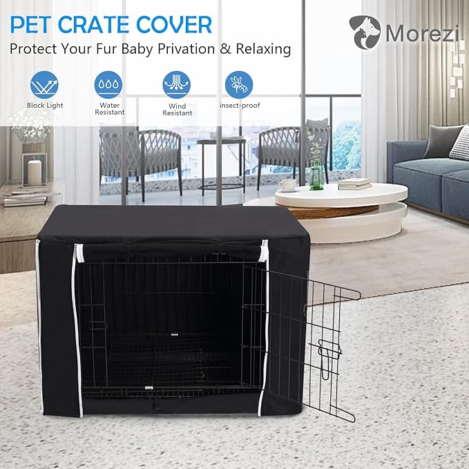Dog Crate Cover for Wire Crates Kennel 2 Doors Heavy Duty Waterproof Windproof Soundproof Pet Cage Cover Home Decoration - Cover only - Dark Grey - Fits 42 Inch Crates