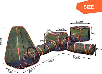 6 in 1 Pet Cat and Dog Tunnel Tent Foldable Pet Tent Outdoor Pop Up Pet Playpen Cage Fences House (Styles 1)