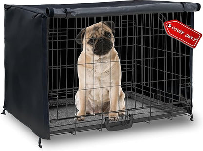 Dog Crate Cover 36in Waterproof Pet Kennel Cover for Outdoor/Indoor Protection, Durable Windproof Crate Cover Universal Fit for Wire Dog Crate (36''L*23''W*25''H-Black)