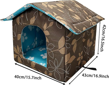 Soft Waterproof Dog House Pets with Pad Foldable Cool Cave Sleeping Bed for Dogs Cats Hamster Small Animal House All Weather Coffee