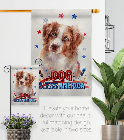 Breeze Decor Patriotic Red Australian Shepherd House Flag-Pack Dog Puppy Spoiled Paw Canine Fur Pet Nature Farm Animal Creature Applique Banner Small Garden Yard Gift Double-Sided, Made in USA