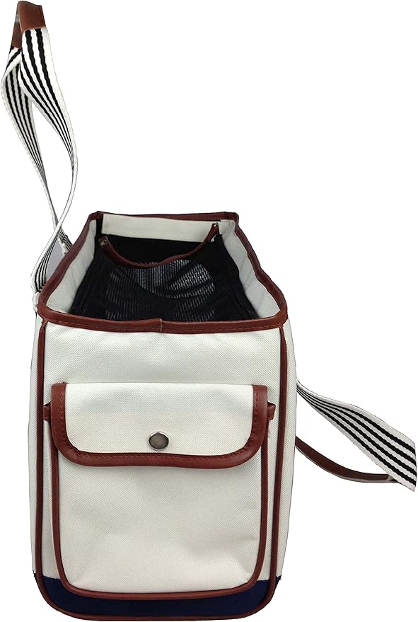 Pet Life Yacht Polo Fashion Pet Carrier Purse - Dog Carrier with Built-in Leash Securer and Above-top Dual-Zipper