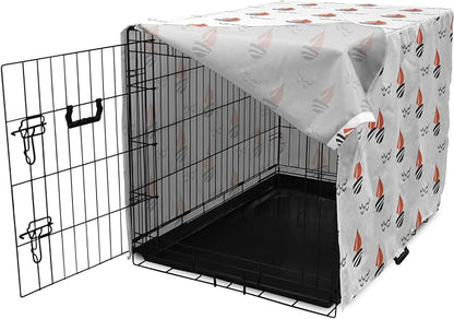 Lunarable Sail Boat Dog Crate Cover, Abstract Boat Waves Cartoon Drawing Style Geometric Pattern, Easy to Use Pet Kennel Cover for Small Dogs Puppies Kittens, 18 Inch, Salmon Black Grey