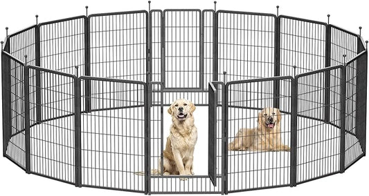 Dog Playpen, Dog Fences for The Yard, Portable Outdoor Dog Playpen for Large/Medium/Small Dogs, Foldable Metal Dog playpen, with Doors (32 Panels, 45")