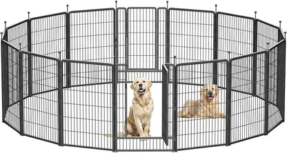 Dog Playpen, Dog Fences for The Yard, Portable Outdoor Dog Playpen for Large/Medium/Small Dogs, Foldable Metal Dog playpen, with Doors (16 Panels, 45")