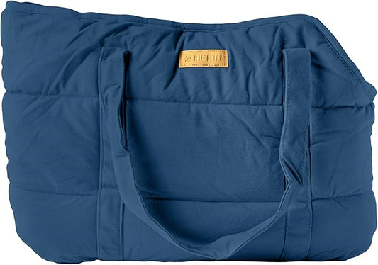 Cozy Plush Pet Carrier Purse - Secure Harness Clip, Lightweight Tote Design for Small Dogs and Puppies (Dark Blue)
