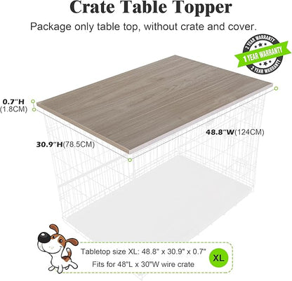 Deblue Dog Crate Table Topper, Dog Kennel Table Topper for 48 Inches Cage, Rustic Style Decorative Dog Crate Table Topper for 48 Inches Wire Crate - Grey