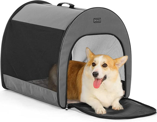 PETSFIT Portable Dog Crate, Dog Travel Crate - 26.5 Inch Lightweight, Roomy, Easy to Set Up, Portable Pop Up Dog Carrier with Thick Mat, Sturdy Soft Dog Crate