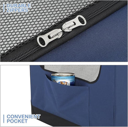 MoNiBloom 41 Inch Dog Crate for Large Dogs, 3-Door Collapsible Dog Crate Foldable Pet Kennel with Durable Mesh Windows for Indoor Outdoor Used