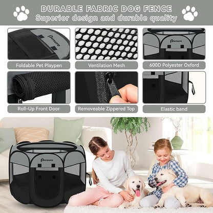 Dog Cat Playpen Indoor Outdoor for Puppy Pet Travel and Recovery After Surgery, Dogs Enclosure Tent Crates Cage Indoor/Outdoor, Portable Pop Up Dog Kennel with Carrying Case (Dark Grey, Small)