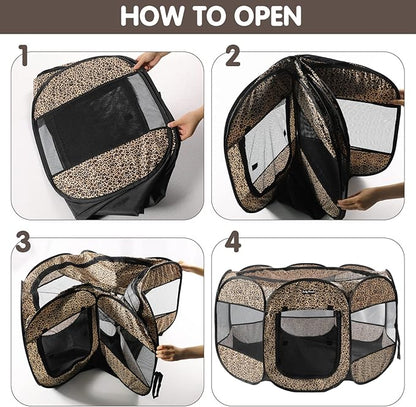 Lucky Monet Portable Dog Cat Playpen Small Dog Puppy Kitten Play Pens Indoor Pop Up Travel Dog Pen for Outdoor Camping Use