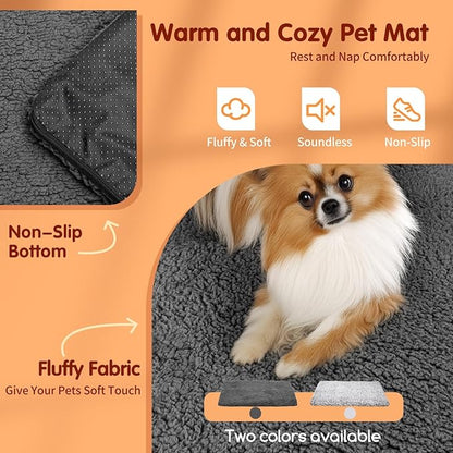 Nobleza Self Heating Pet Pad, Super Soft Thermal Dog Crate Bed Mat for Sleeping, Washable Anti-Slip Self Warming Cat Kennel Pad for Small Medium Large Cats Dogs Indoor Outdoor (Darkgray, L)