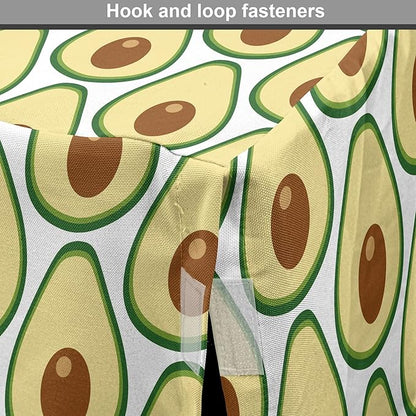 Lunarable Fruit Dog Crate Cover, Halved Avocado Slice Motifs Vegetable Food Natural Art, Easy to Use Pet Kennel Cover for Medium Large Dogs, 48 Inch, Pale Yellow Redwood