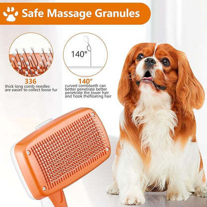 Self-Cleaning Slicker Brush for Dogs and Cats - Removes Loose Hair and Pet Fur (Large, Orange)